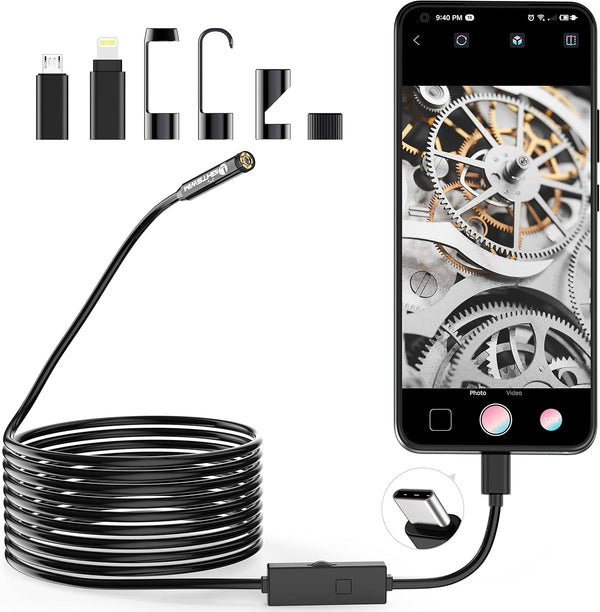 1920P Endoscope Snake Inspection Camera, for Android, iOS, iPhone, iPad, Samsung